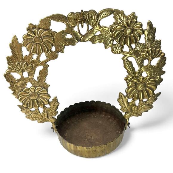 Vintage japanese Buddhist altar solid brass lantern plant holder garden decor - Picture 2 of 10